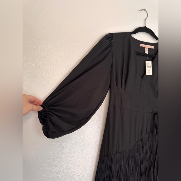 Anthropologie Hutch Wrap Fringe Puff Sleeve Dress Size XSP - Picture 4 of 9